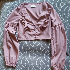 Women's Ruffled Mauve Crop Top